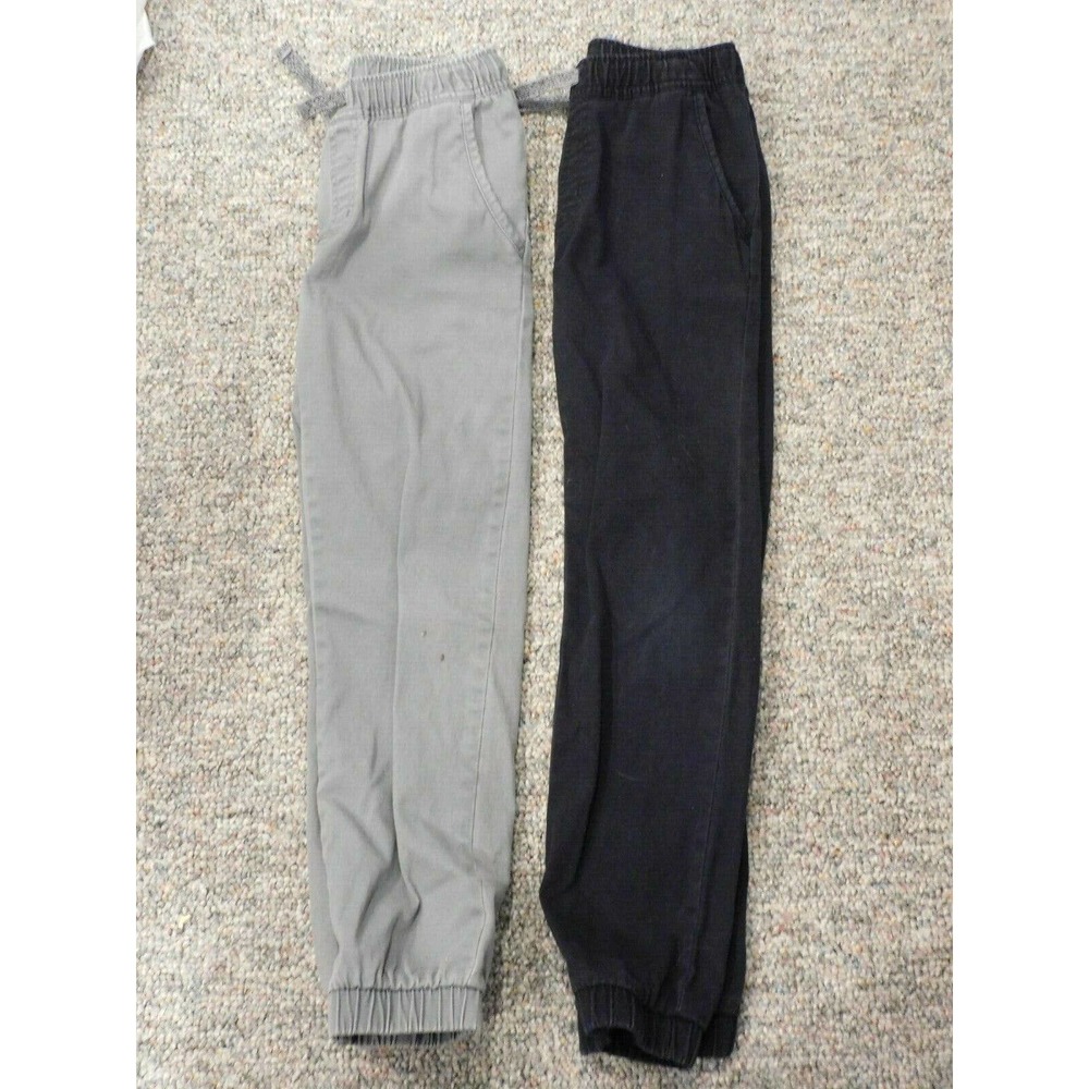 Boys Youth Wonder Nation M,8 Cotton Elastic Waistband 2 Pair Joggers Black, Gray